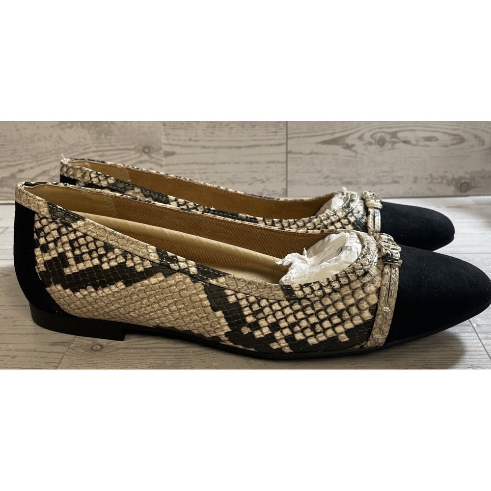 Giani Bernini Madeline Snake Print Cap Toe Ballet Flats Women's Size 5 M NITB